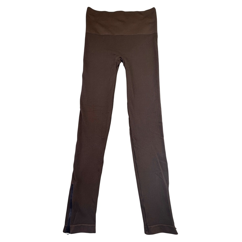 SPANX Leggings Womens Shapewear Seamless Large Dark‎ Brown Ankle Zipper Stretch